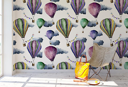 Fototapeta Maľované balóny Vector background with hot air ballons in sky opakovaný vzor balón 
